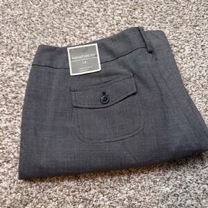 Ann Taylor Signature Fit Bootcut Dress Pants Womens 14 Grey Microdot New Slacks